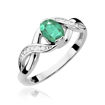 Inel Aur 9K cu Smarald 0.40 ct si Diamante Naturale 0.05 ct - Img 5
