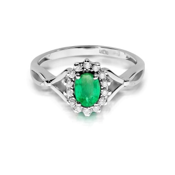 Inel Aur 9K cu Smarald 0.40 ct si Diamante Naturale 0.12 ct - Img 8