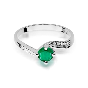 Inel Aur 9K cu Smarald 0.50 ct si Diamante Naturale 0.05 ct - Img 6