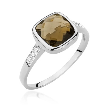 Inel Aur 9K cu Smoky Quartz 2.00 ct si Diamante Naturale 0.03 ct - Img 8