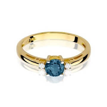 Inel Aur 9K cu Topaz London Blue 0.50 ct si Diamante Naturale 0.03 ct - Img 2