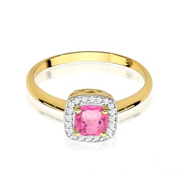 Inel Aur 9K cu Topaz Roz 0.65 ct si Diamante Naturale 0.10 ct - Img 8