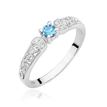 Inel Aur 9K cu Topaz Swiss 0.15 ct si Diamante Naturale 0.03 ct - Img 5