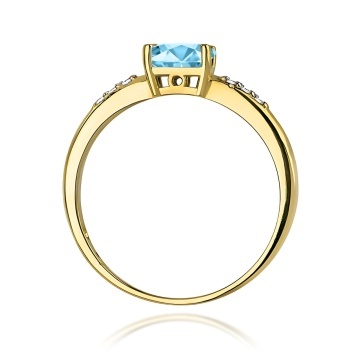 Inel Aur 9K cu Topaz Swiss 0.50 ct si Diamante Naturale 0.03 ct - Img 3