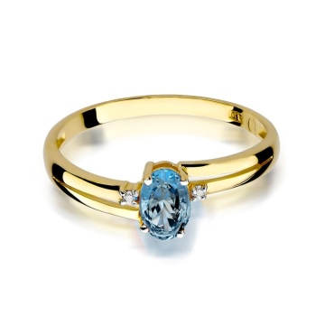 Inel Aur 9K cu Topaz Swiss 0.50 ct si Diamante Naturale 0.03 ct - Img 2