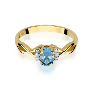 Inel Aur 9K cu Topaz Swiss 0.50 ct si Diamante Naturale 0.05 ct - Img 2