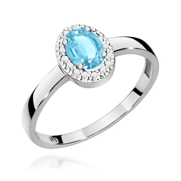 Inel Aur 9K cu Topaz Swiss 0.50 ct si Diamante Naturale 0.08 ct - Img 5