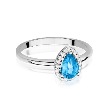 Inel Aur 9K cu Topaz Swiss 0.90 ct si Diamante Naturale 0.10 ct - Img 6