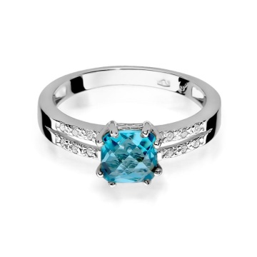 Inel Aur 9K cu Topaz Swiss 1.10 ct si Diamante Naturale 0.06 ct - Img 6