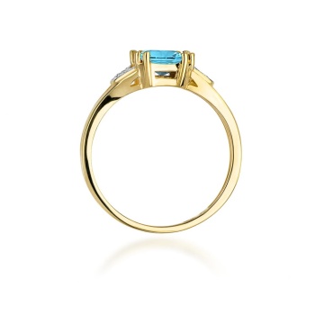 Inel Aur 9K cu Topaz Swiss 1.40 ct si Diamante Naturale 0.06 ct - Img 3
