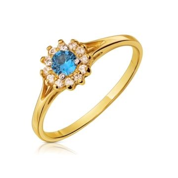 Inel elegant cu flori din aur, albastru pr. 333 2.1455a - Img 4