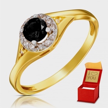 Inel Lady Glamour Aur 8K cu Piatră Neagră - Eleganță Atemporală - Img 5