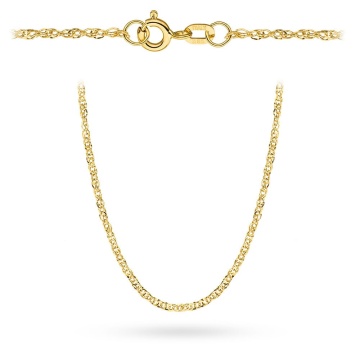 Lanț Aur 14K Împletitură Singapore Diamantată 42 cm