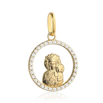 Medalion Aur 14k cu Maica Domnului si Zirconii Albe - Img 4