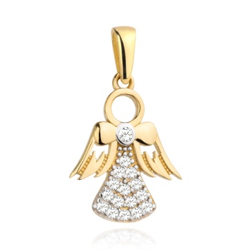 Pandantiv Aur 14k cu Ingeras si Zirconii Albe - Img 4