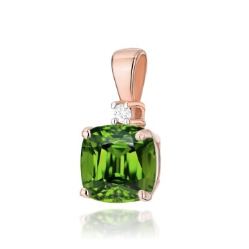 Pandantiv Aur 14K cu Peridot 1.00 ct si Diamant Natural 0.01 ct - Img 4