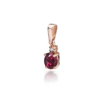 Pandantiv Aur 14K cu Rhodolite 0.50 ct si Diamant Natural 0.01 ct - Img 3