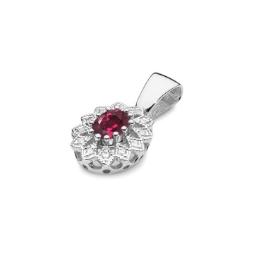 Pandantiv Aur 14K cu Rhodolite 0.50 ct si Diamante Naturale 0.10 ct - Img 6