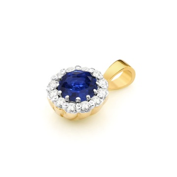 Pandantiv Aur 14K cu Safir 0.50 ct si Diamante Naturale 0.10 ct - Img 2