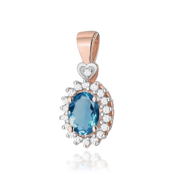 Pandantiv Aur 14K cu Topaz London Blue 0.50 ct si Diamante Naturale 0.10 ct - Img 5