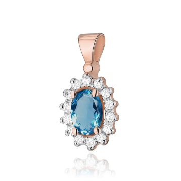 Pandantiv Aur 14K cu Topaz London Blue 0.50 ct si Diamante Naturale 0.12 ct - Img 3