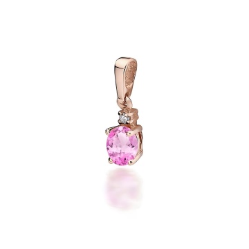 Pandantiv Aur 14K cu Topaz Roz 0.50 ct si Diamant Natural 0.01 ct - Img 6