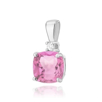 Pandantiv Aur 14K cu Topaz Roz 1.10 ct si Diamant Natural 0.01 ct - Img 5