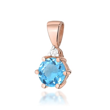 Pandantiv Aur 14K cu Topaz Swiss 0.50 ct si Diamant Natural 0.01 ct - Img 7