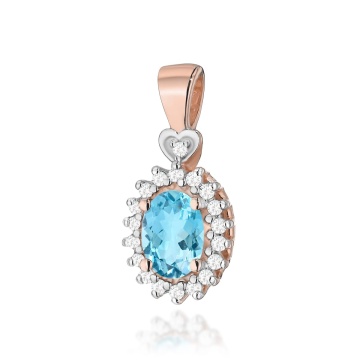 Pandantiv Aur 14K cu Topaz Swiss 0.50 ct si Diamante Naturale 0.10 ct - Img 4