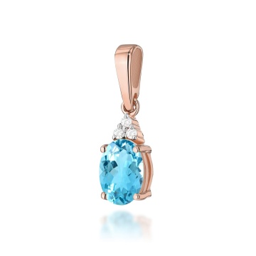 Pandantiv Aur 14K cu Topaz Swiss 0.90 ct si Diamante Naturale 0.03 ct - Img 4