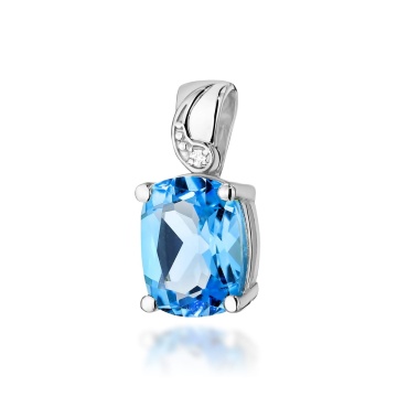 Pandantiv Aur 14K cu Topaz Swiss 2.40 ct si Diamant Natural 0.01 ct - Img 3