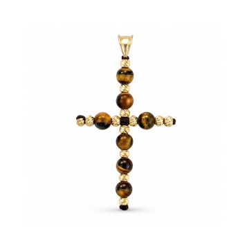 Pandantiv Cruce Ochi de Tigru AUR 14K
