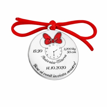 Banut Argint 2cm pentru Botez - Mot - Scaldat