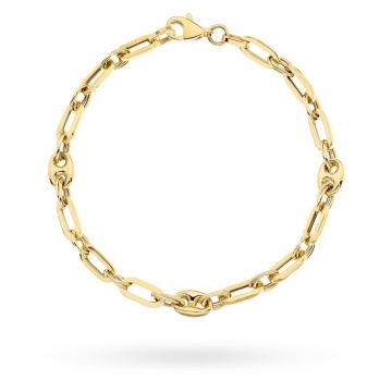 Brățară Aur 14K cu Zale Lungi și Elemente Decorative