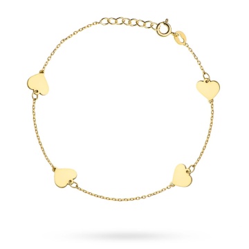 Brățară Aur 14K Delicată Cu Patru Inimioare Pline - Img 3