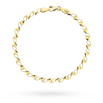 Bratara cu Inimioare Impletite- Aur 14k