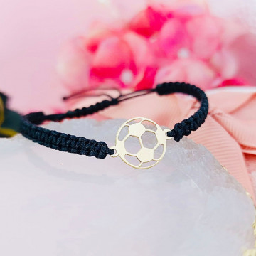 Bratara cu snur si minge de fotbal din aur 14k - Img 2