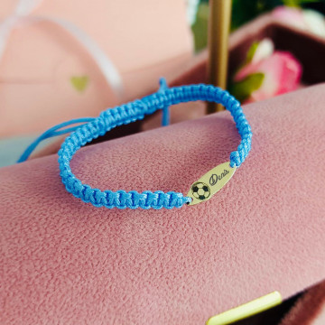 Bratara cu snur si placuta cu minge din aur 14k personalizabila - Img 2