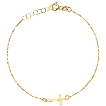 Brățară Delicată de Aur 14K cu Cruce