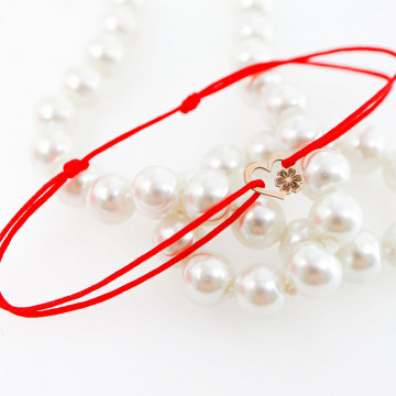 Bratara Heart Collection cu snur si inimioara cu floricica din aur 14k - Img 5