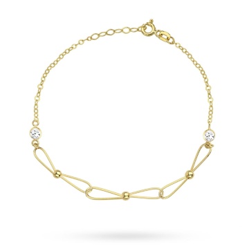 Bratara Lant cu Zale si Cristale- Aur 14k - Img 4