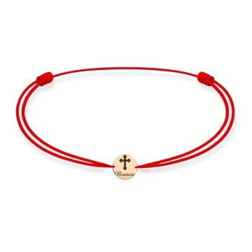 Brățară pentru Copii cu Bănuț 7mm Personalizat cu Nume și Cruce din Aur 14K