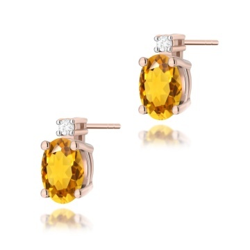 Cercei Aur 14K cu Citrin 0.60 ct si Diamante Naturale 0.03 ct - Img 7