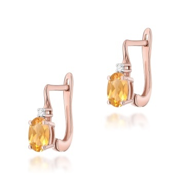 Cercei Aur 14K cu Citrin 0.60 ct si Diamante Naturale 0.03 ct - Img 3