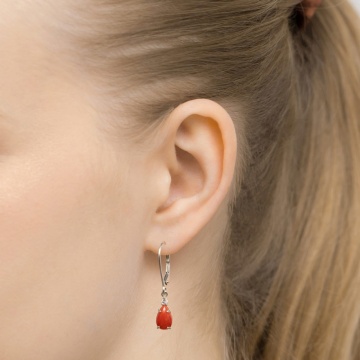 Cercei Aur 14K cu Coral 0.65 ct si Diamante Naturale 0.06 ct - Img 8