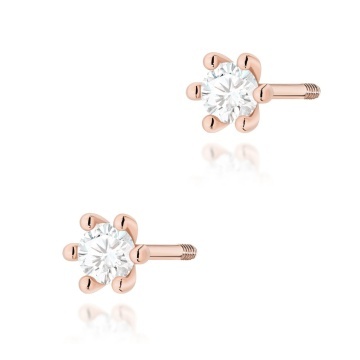 Cercei Aur 14K cu Diamant de Laborator 0.10 ct Filet cu Protectie - Img 4