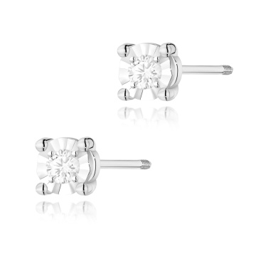 Cercei Aur 14K cu Diamant Natural 0.03 ct Filet cu Protectie - Img 3