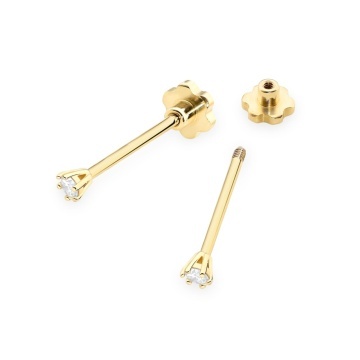 Cercei Aur 14K cu Diamant Natural 0.04 ct Filet cu Protectie - Img 2