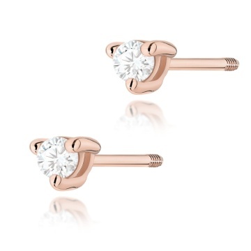 Cercei Aur 14K cu Diamant Natural 0.04 ct Filet cu Protectie - Img 3