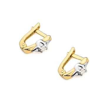 Cercei Aur 14K cu Diamant Natural 0.04 ct - Img 2